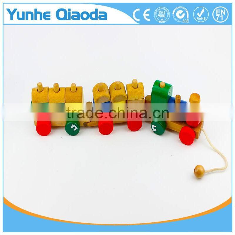 Wood Puzzle Train Toys Geometric Building Blocks Education Gift