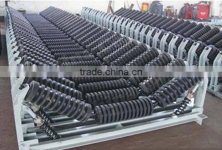conveyor carrying roller set with steel frame.