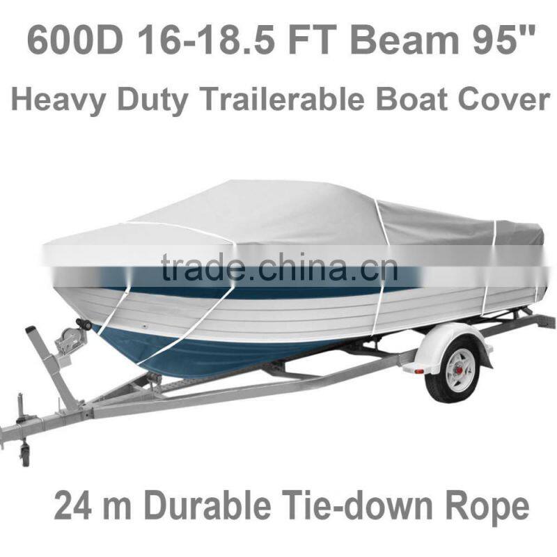 Brand New 7.8oz 600D Waterproof Heavy Duty 16 to 18.5ft Trailerable Boat Cover Max 95" Beam Width