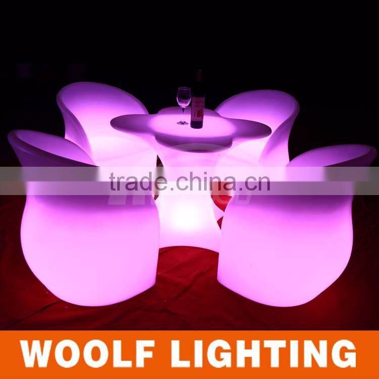 Popular Four-leaf Clover Shape Illuminated Restaurant and Coffee Shop Used glowing LED Light Up Coffee Table