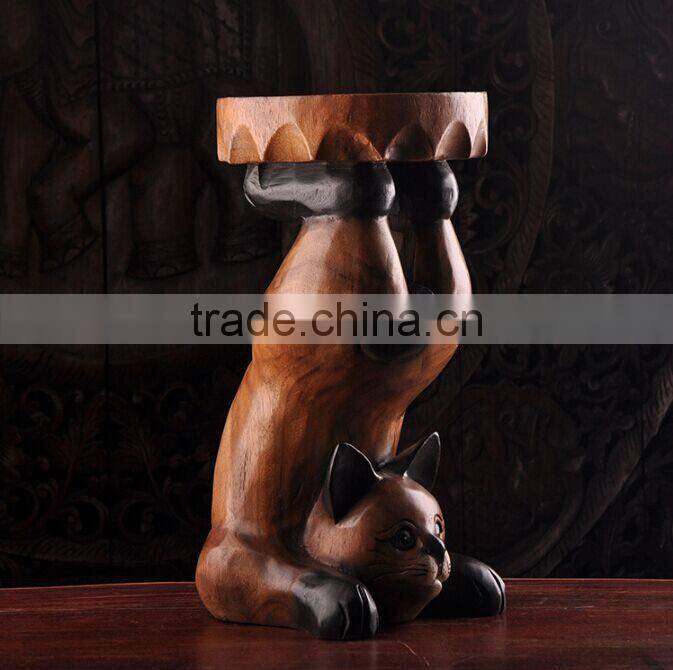 Thailand Style Wood Carved Panda Chair, Panda Shape Design Handcarved Little Chair (BF01-X1173)