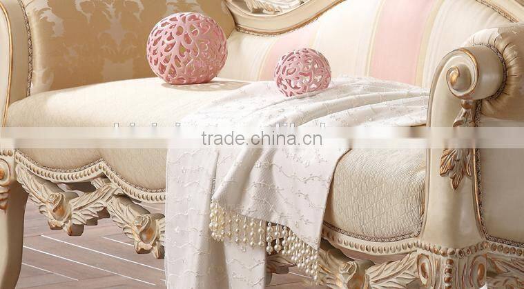 French new classical home furniture solid wood floral carving matching bed bench