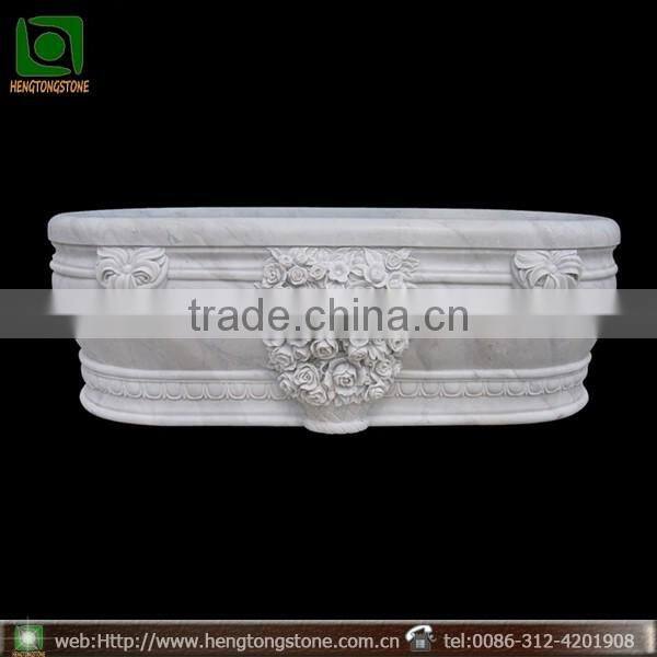 Freestanding White Marble Oval Bathtub For Sale