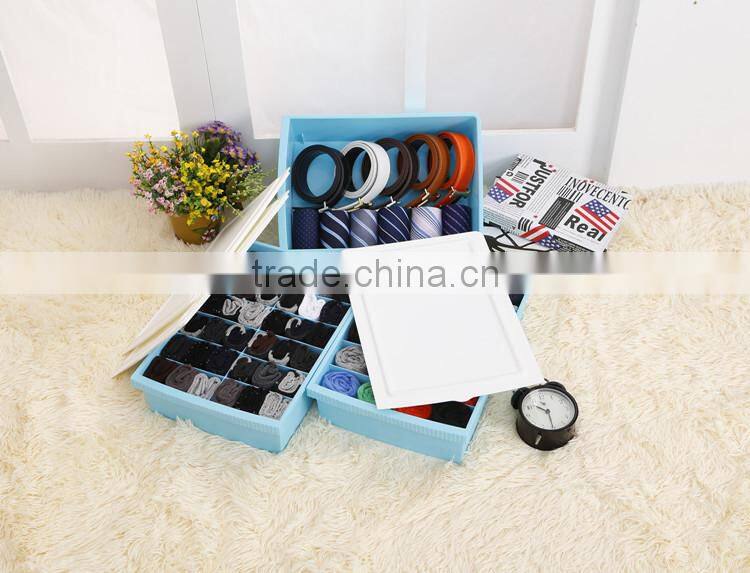 2014 New Colorful Plastic Waterproof Storage Box Set Socks and Underwear Box Design With Three Lid