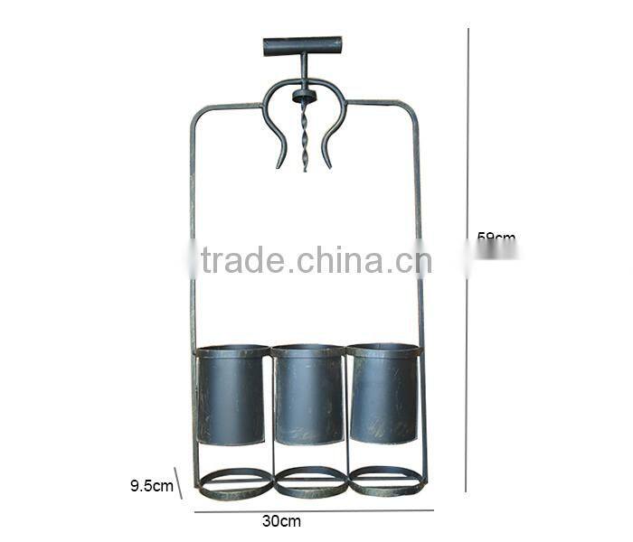 2015 hot selling Wall mount wine rack holds 3 bottles
