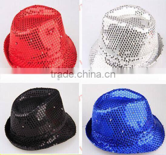 Hot-selling Factory Cheap Christmas Events Party Supplies LED Flashlight Colorful Hat Luminous Jazz Hat Sequin LED Hat