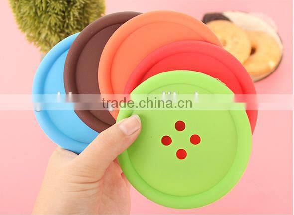 100% food grade hot sale durable heat resistant button shaped silicone cup mat