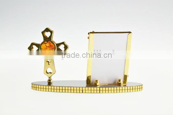 New Product 24K Gold Plated Cross Photo Holder with crystals from swarovski