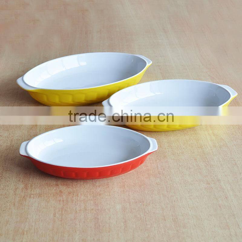 ceramic oval shape baking dish with solid color