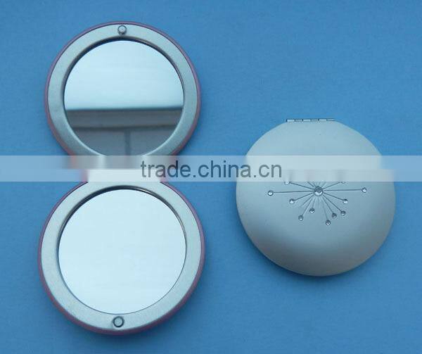 Folding metal custom logo rhinestone handheld make up mirror