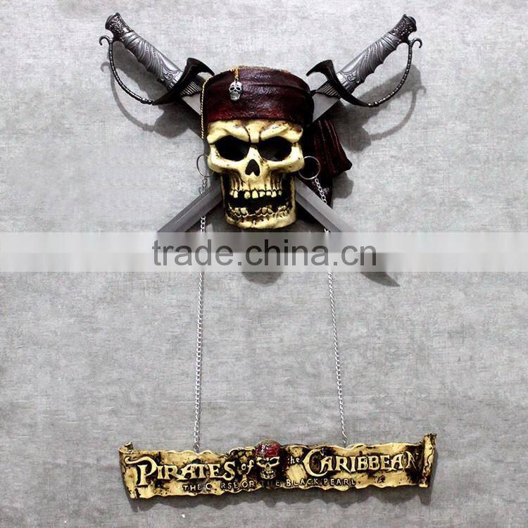 Custom Halloween Pirates of the Caribbean skull wall hanging