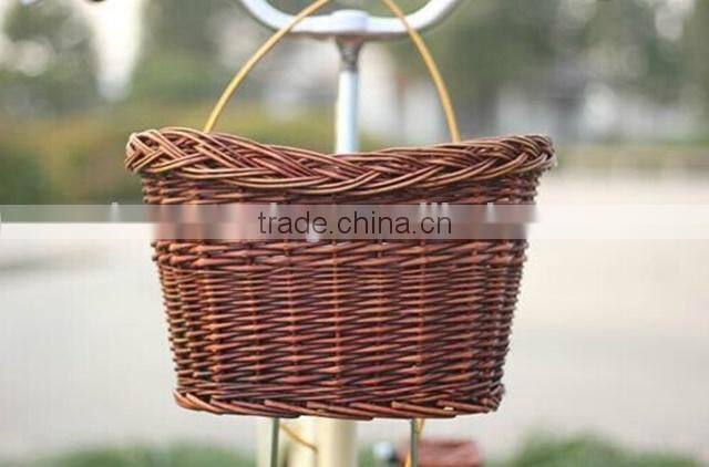 2014 new cheap removable wicker bicycle front rack basket