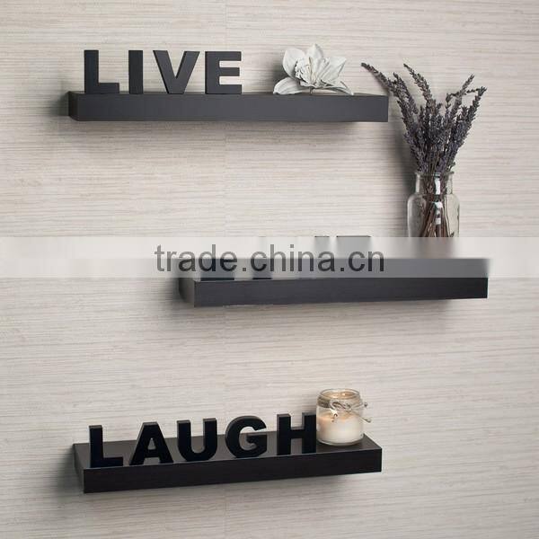 Laminate 'Live, Love, Laugh' Inspirational Wall Shelves Set of 3 wall decor floating shelf
