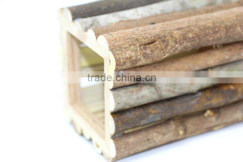 Wooden Pen Holder. Wood Branch Pen Pot, Square Wood Pen Holder