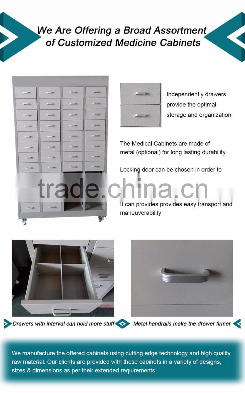 Customized Metal Lockable Medicine Cabinet on Wheels for Sale
