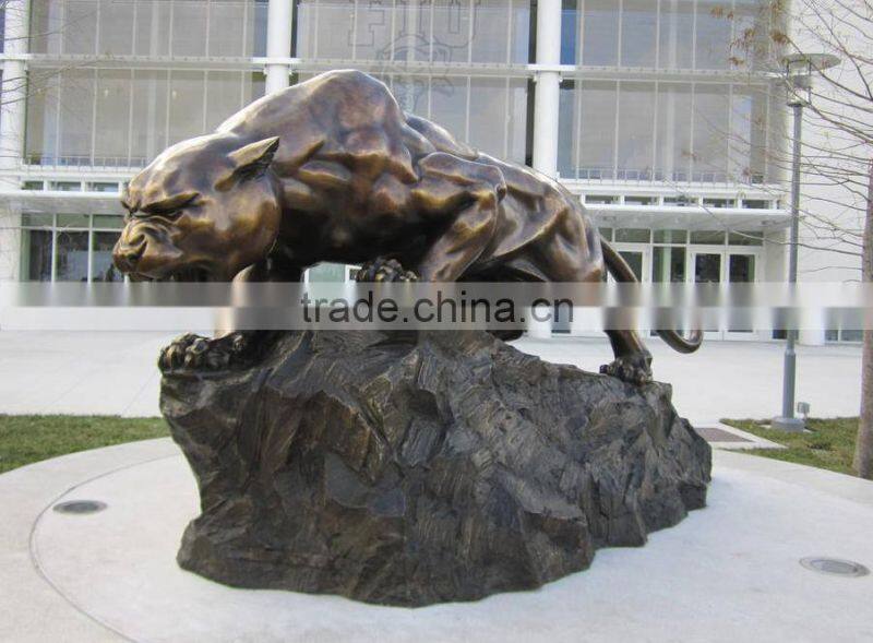 animal metal garden bronze black panther statue outdoors
