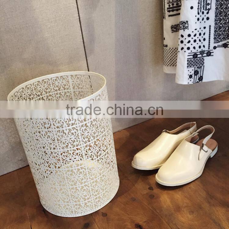 High quality white color home hotel decorative 13 gallon metal trash can