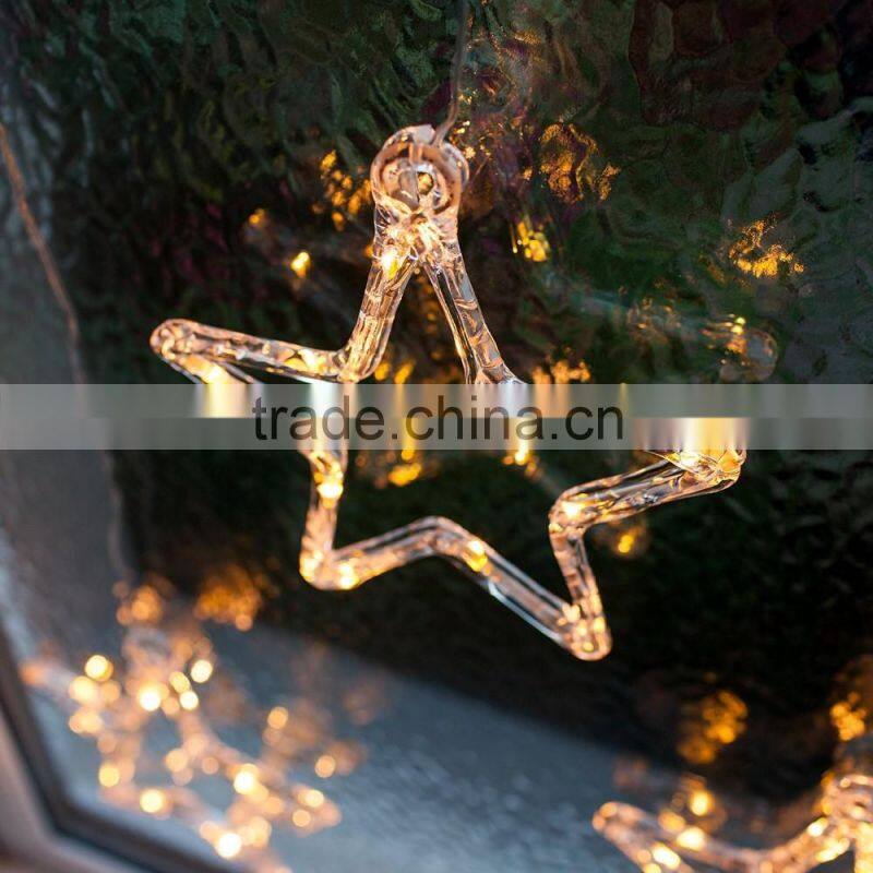 Battery Operated Warm White LED Acrylic Star Hanging Window Light