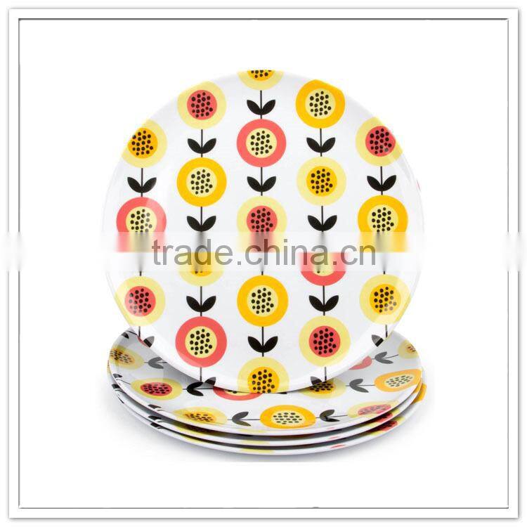 Chime design food grade 10inch 4pcs round table melamine plate sets
