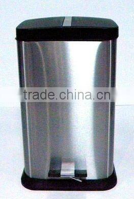 stainless steel square foot pedal trash can with PP lid