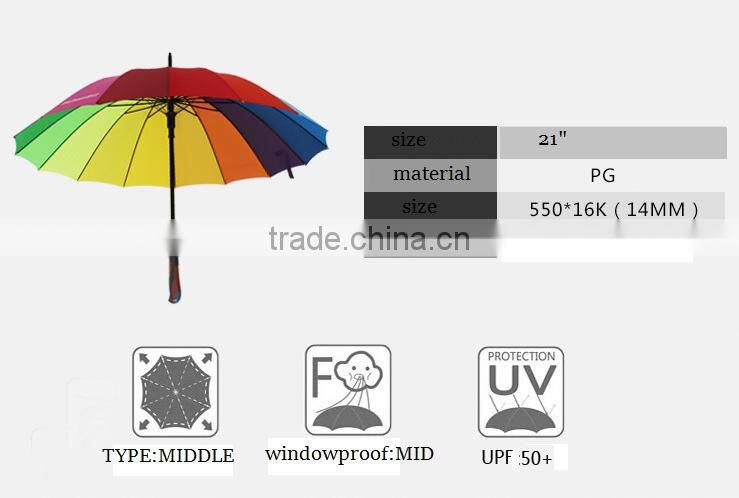 27" golf rainbow 24ribs umbrella in pongee fabric umbrella to south america