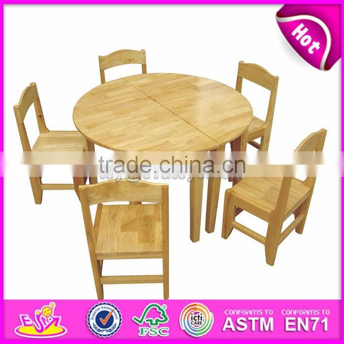 High quality kindergarten table and chairs natural wood daycare furniture W08G209-S