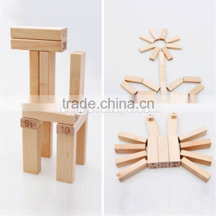 New design 51 pcs educational wooden kids building toys W13D149