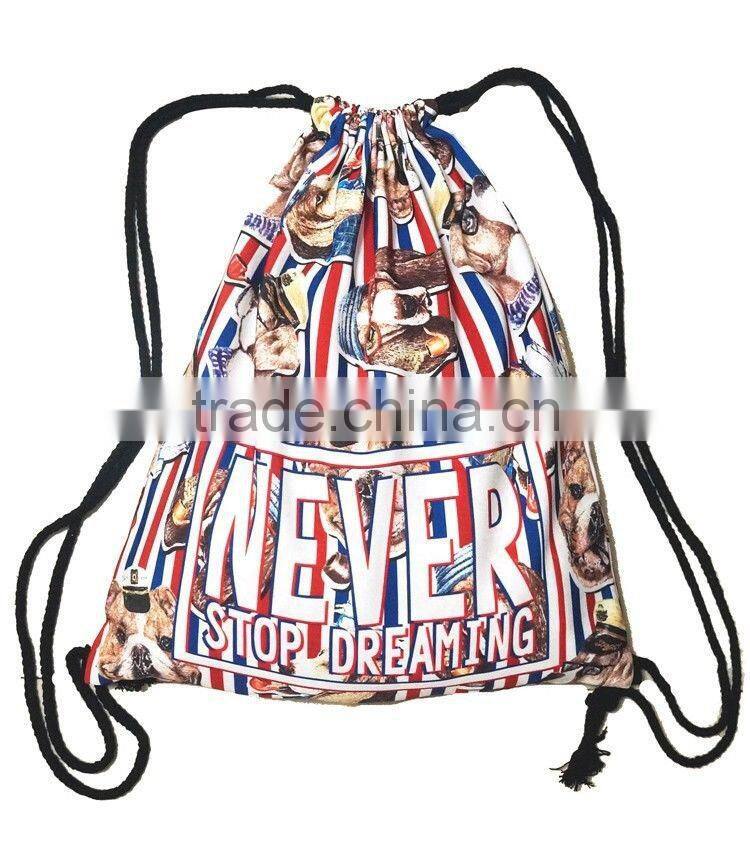 GYM backpack Drawstring Bucket Shoulders Travel Bag many dogs
