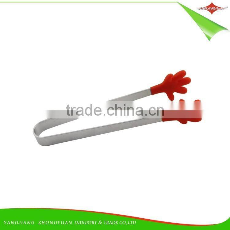 ZY-H2029A Hight Quality 5" palm shape mini silicone food tongs for promotional gift
