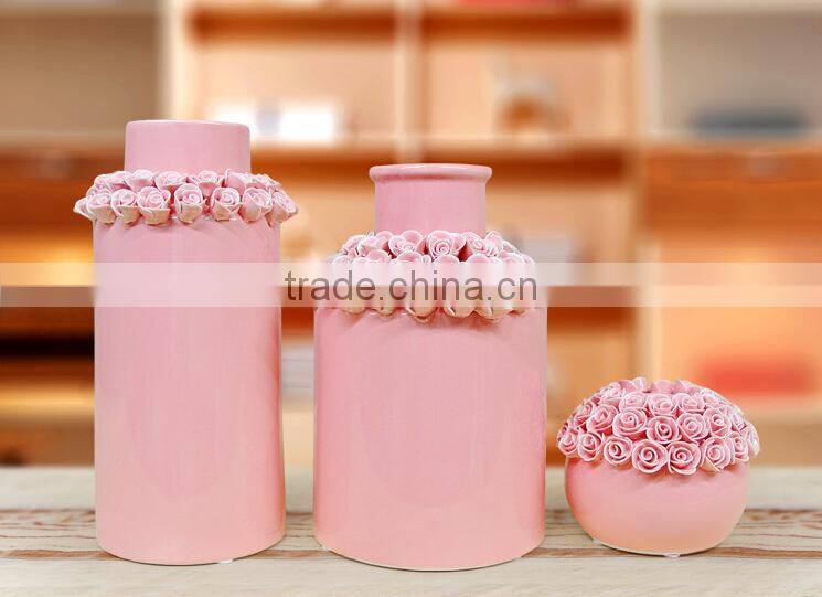 Garden Rose ceramic handicraft candle holders home decoration ceramic candle wholesale