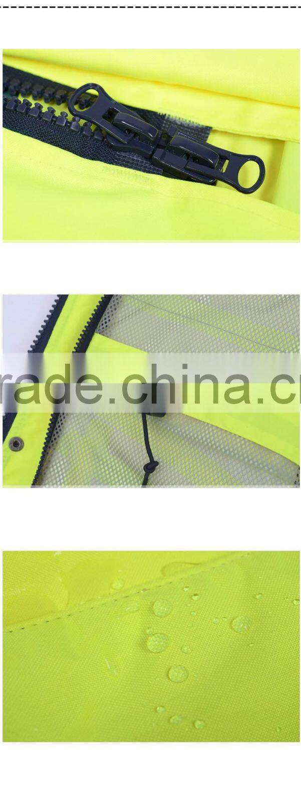 Polyester Fabric With PVC Coating High Visibility Reflective Rain Coat