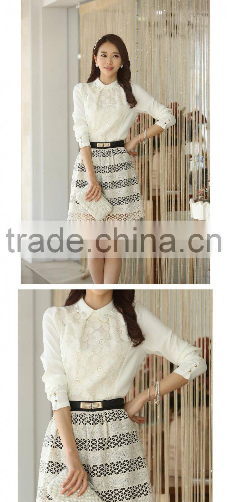 New 2015 Casual Chiffon White Lace Blouse Women Shirts Blouses plus size XXXL Women Clothing Embroidery Blusas Femininas Tops