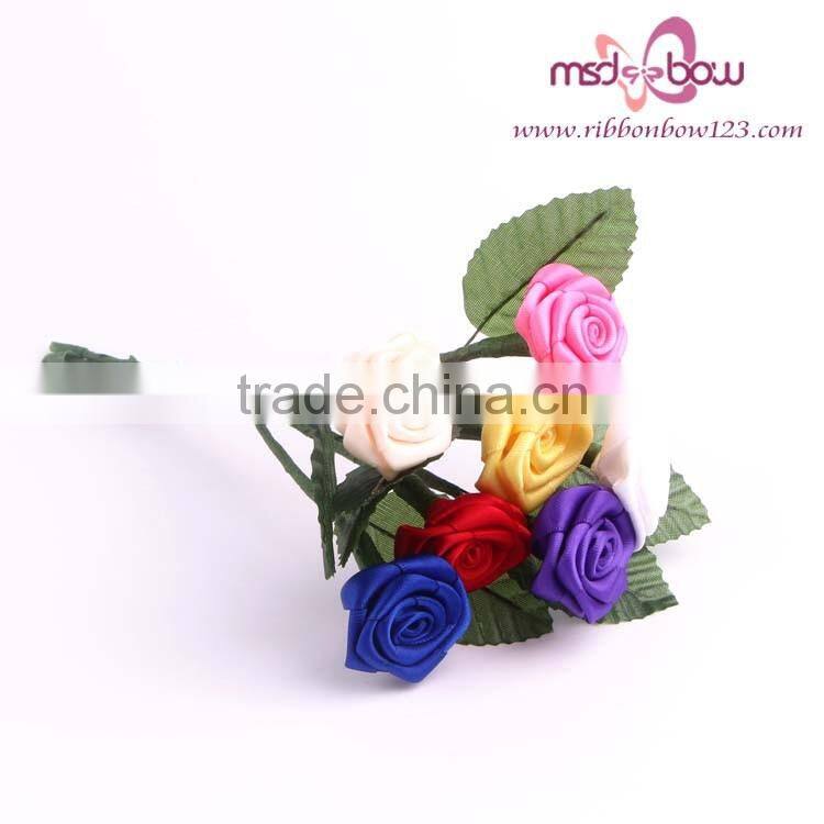 Cheap decorative satin ribbon roses artificial flowers wholesale