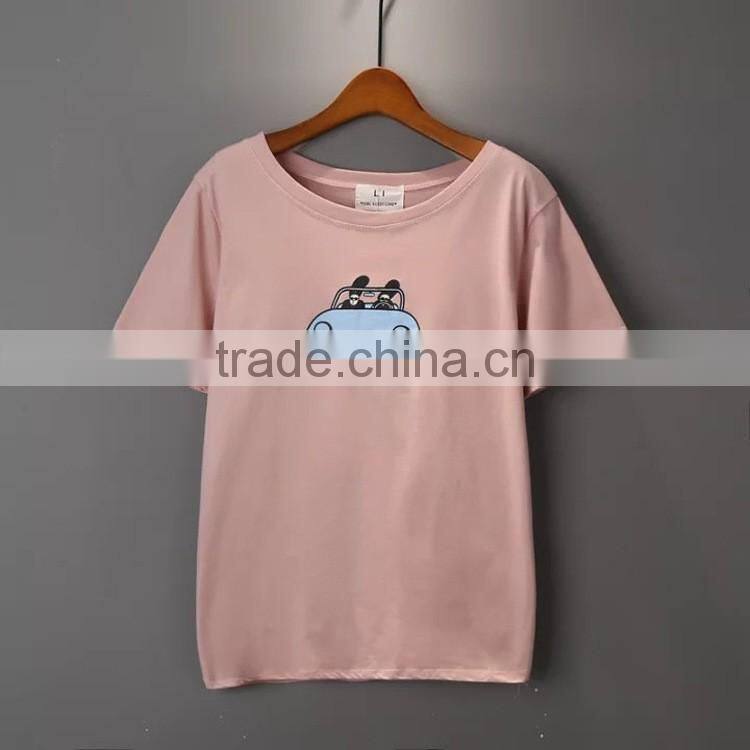 Ladies fahion clothing T shirt wholesale china V neck loose fit plain t shirt for women