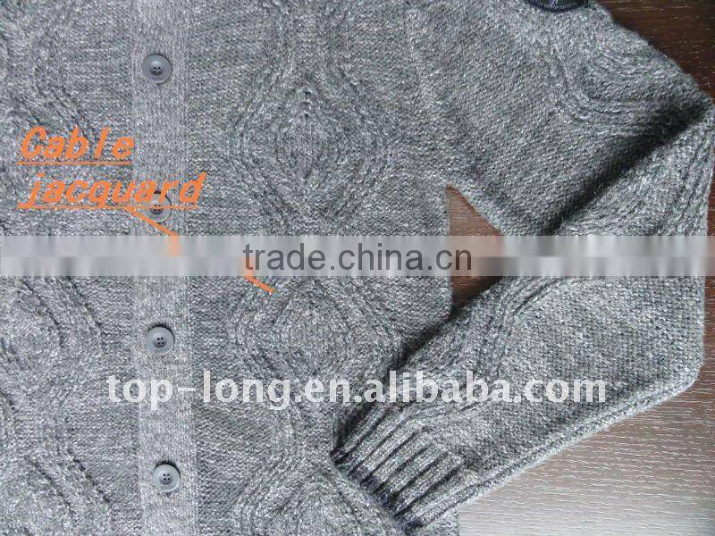 Jacquard Cardigan knitwear man sweater of 27%wool