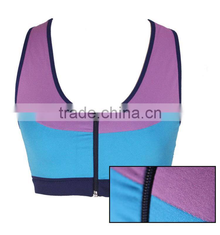 GZY comfortable breathable front zipper closure genie sports bra
