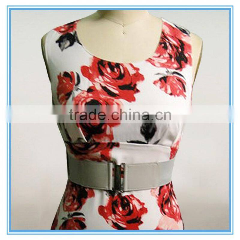 Latest Dress Patterns Ladies Casual Floral Print Dress With Waist Belt2016