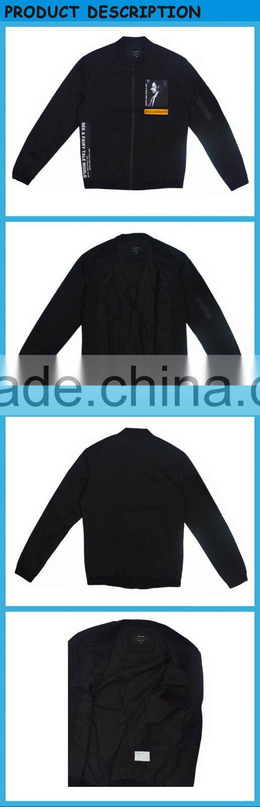 Retro Picture Design Young Men All Black Bomber Jackets