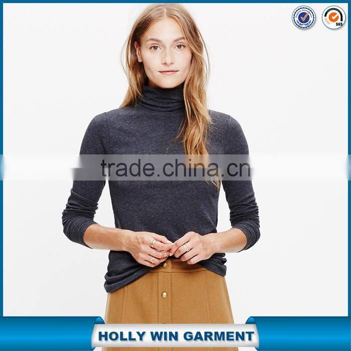 Slim turtleneck top Cotton wool spandex tshirts for ladies