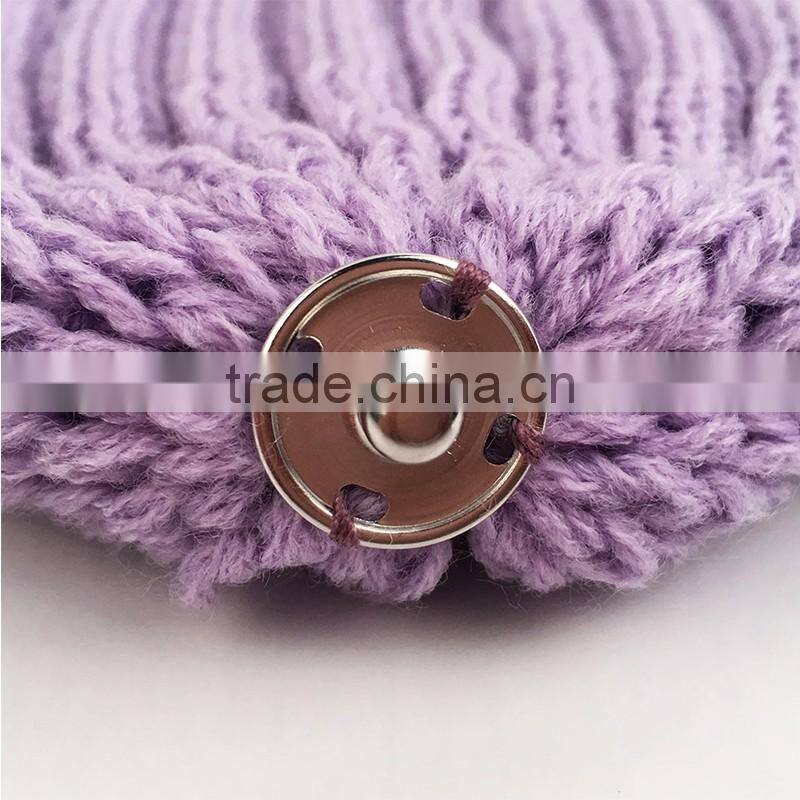 Myfur Cute Lavender Real Raccoon Fur Ball Flip Up Brim Hat