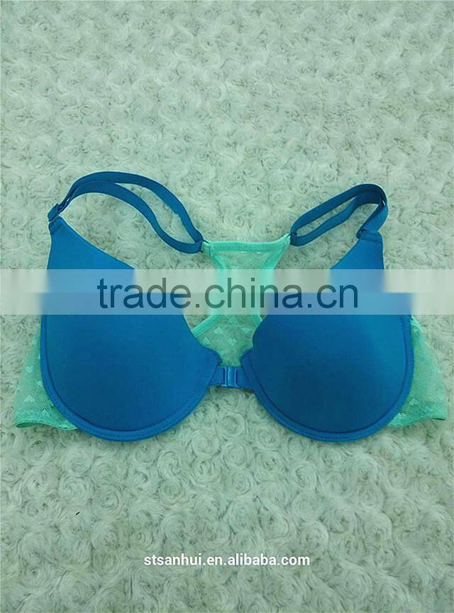 Popular design comfortable fitting girls bra front clasp underwear