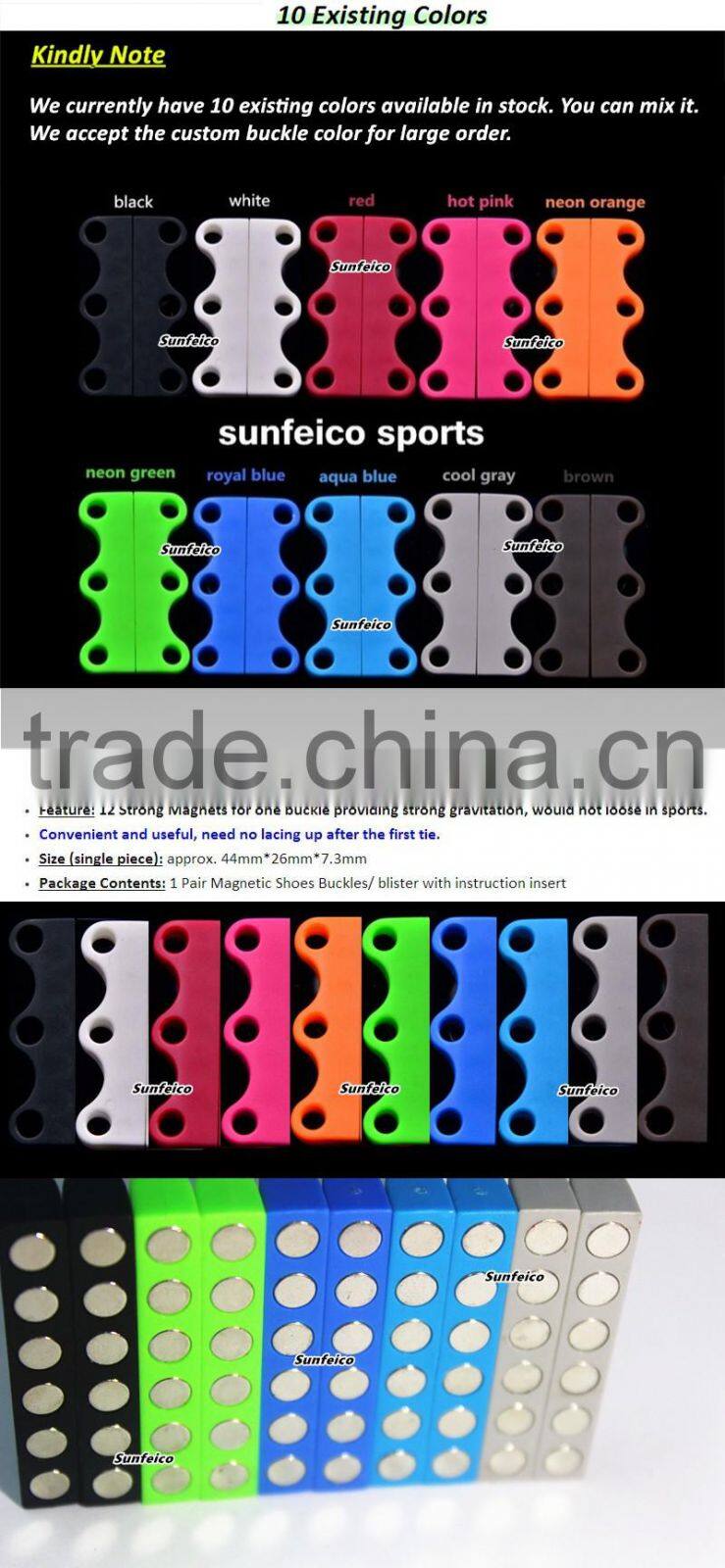 Fastest Magnetic Closing Strong Will Yeezy Sneaker Lace Buckles Never Tie Shoelace Closures - Manufacturer Production - black