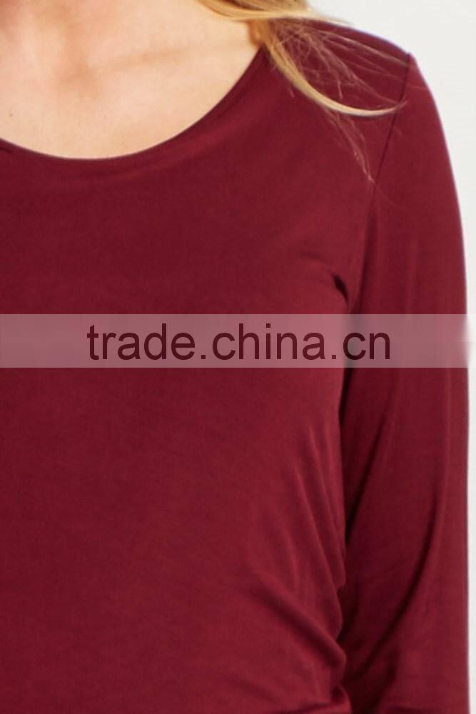 New collection fashion long sleeve side ruched wholesale maternity clothes