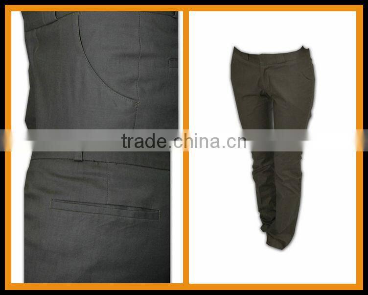 solid black color fabric women simple design slim dress pants