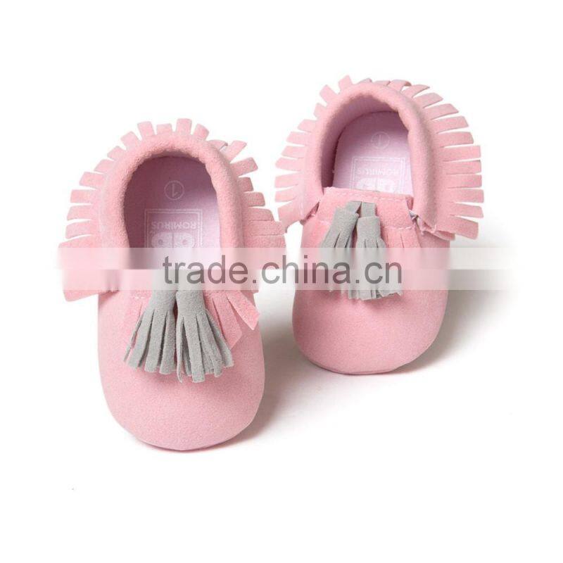 PU baby moccasins with tassels, tassel baby moccasin