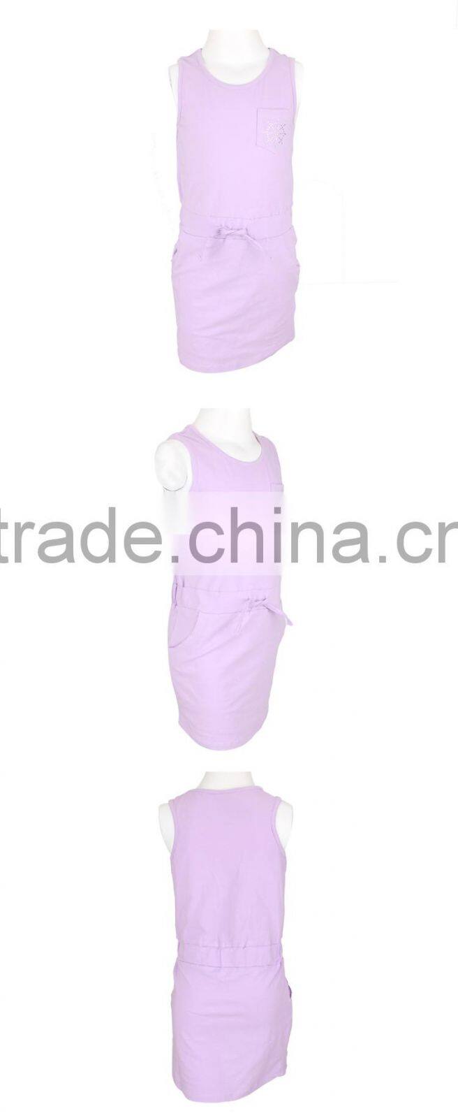 Comfort Wearing Sleeveless Summer Baby Girl Dress with Waist Strap