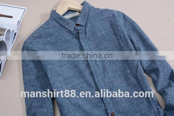 men's simple cotton/linen hidden placket long sleeves casual shirt