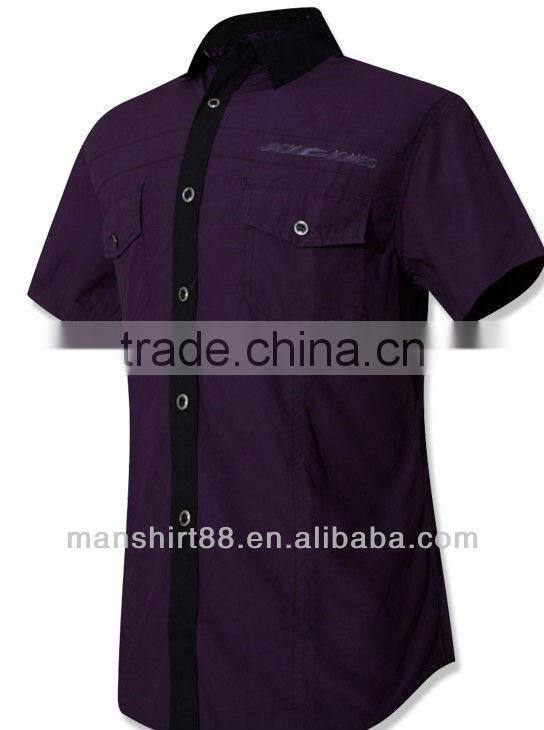 2017 twin chest pockets contrast color short sleeve embroidery polo shirt for men