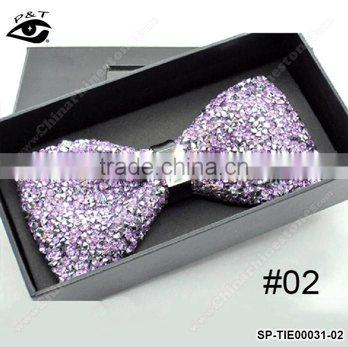 Luxury Glitter Metal Rhinestones Bow Ties Vintage Ties for Men's Wedding Dress with Gift Box 12x6cm