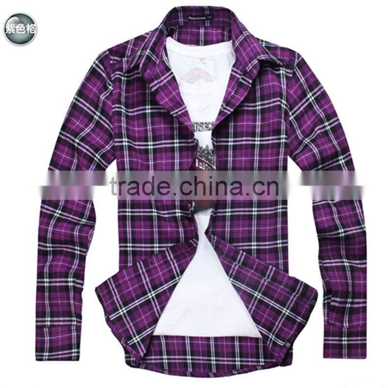 cotton 21*21 64*54 plaid men flannel shirt